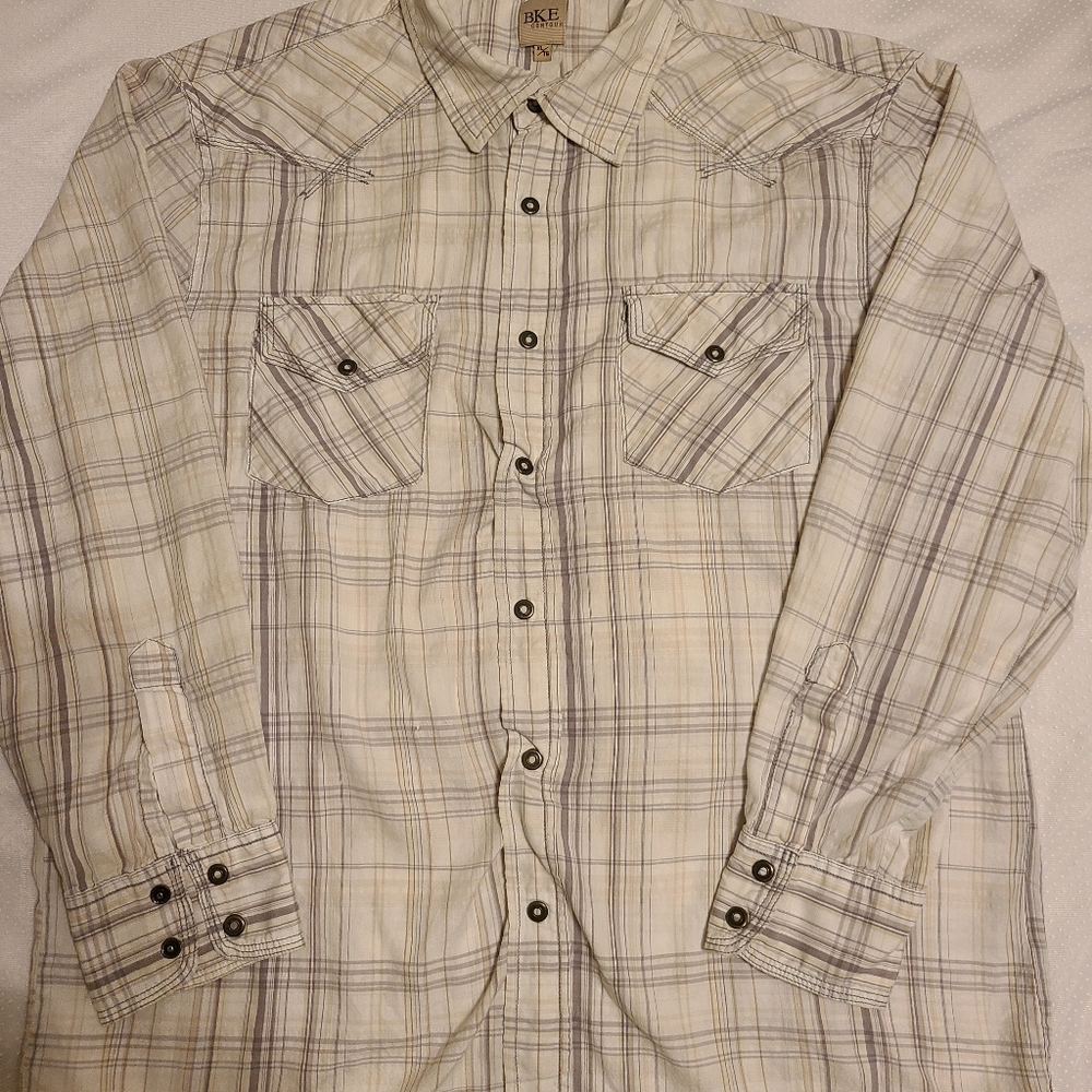 Men's BKE long sleeve metal snap button shirt